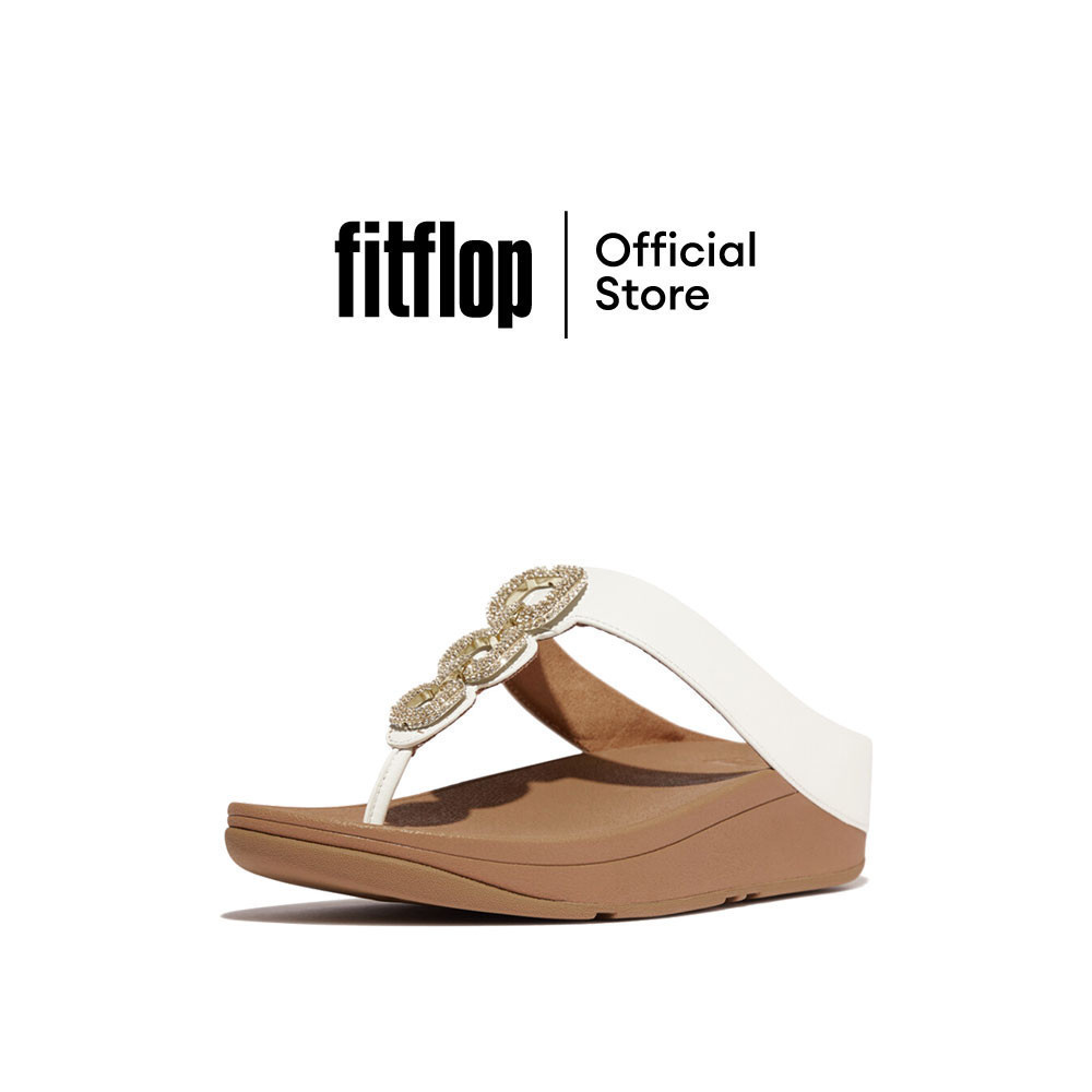 FITFLOP FINO CRYSTAL-CHAIN LEATHER รองเท้าแตะแบบหูหนีบผู้หญิง รุ่น HX2-194 สี WHITE