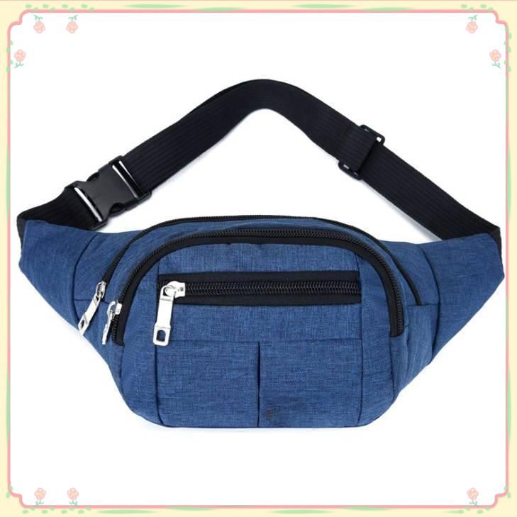 Solid color Oxford cloth waist bag, fashion solid color outdoor sports waist bag, large capacity com