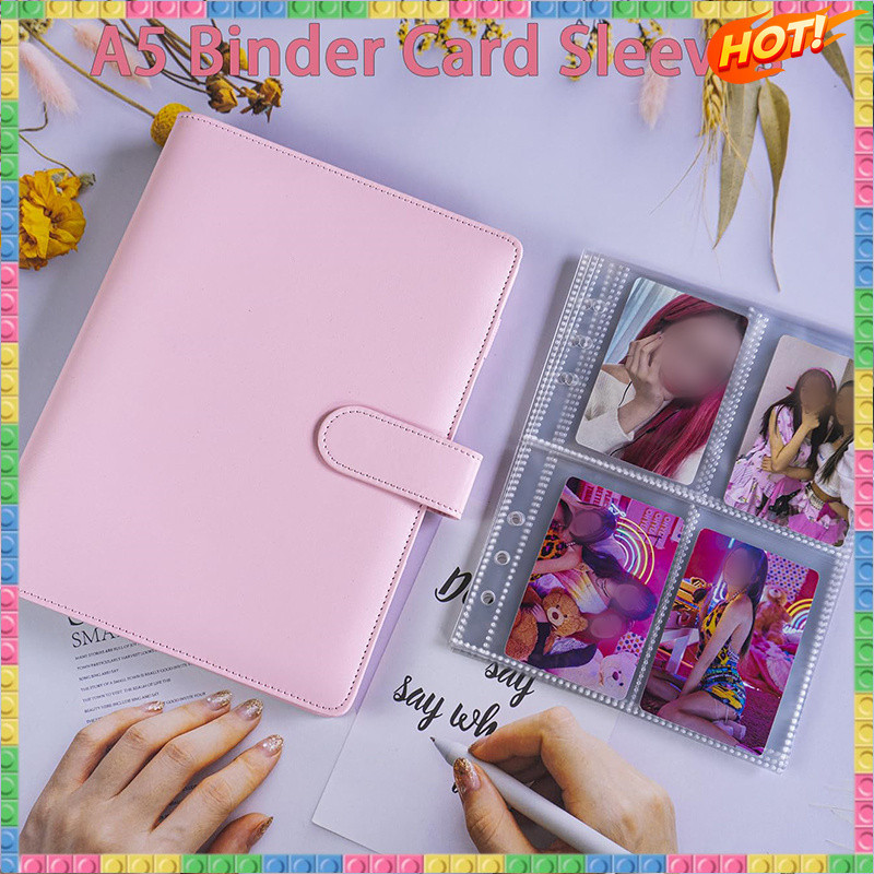 A5 Kpop Photocard Binder 25 แพ็ค 4 เฟสการ์ด, 6 แหวน A5 Binder การ์ดสะสมอัลบั้ม 200 ช่อง,PU Binder ฝาครอบหัวเข็มขัดแม่เหล็กปิด<GQ11>