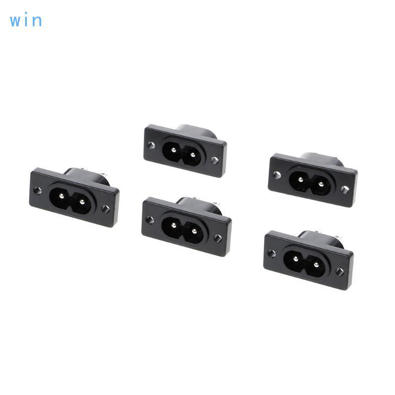 Win 5 ชิ้น IEC320 C8 2 เทอร์มินัลปลั๊กไฟซ็อกเก็ตทางเข้า AC 250V 2 5A