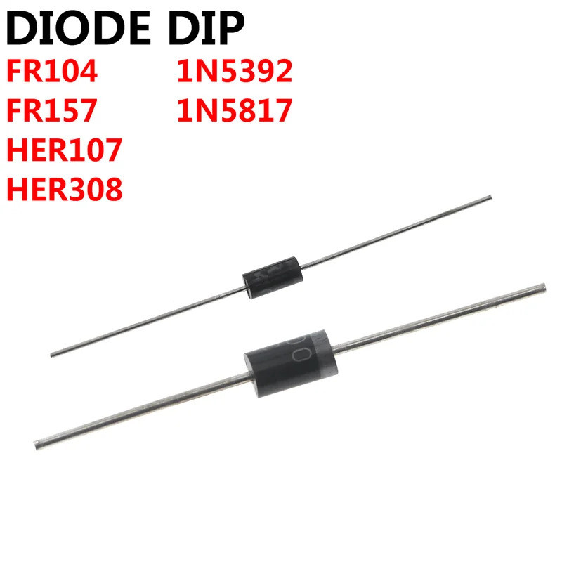 100 ไดโอด DIP FR104 HER107 1N5392 FR157 1N5817 HER308
