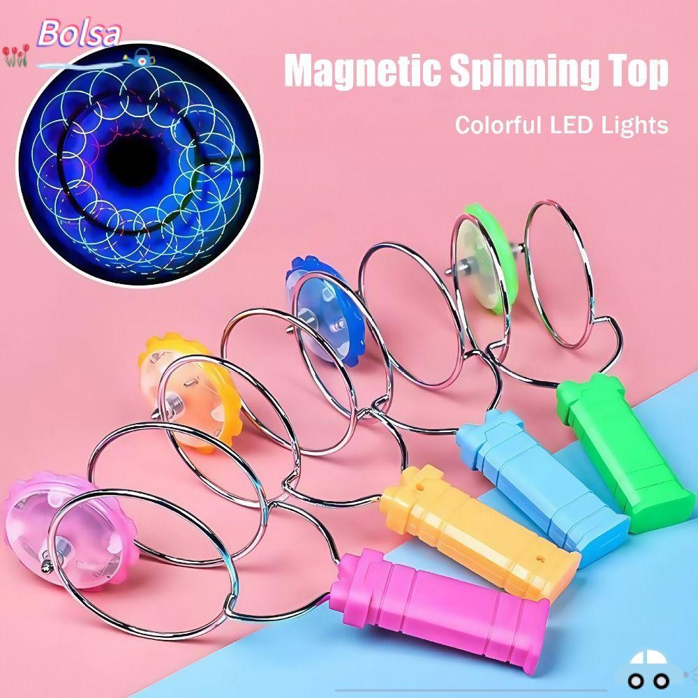 BOLSA Magnetic Spinning Top,ไฟ LED สีสันสดใสพลาสติกแม่เหล็ก Orbital Gyroscope,ที่น่าสนใจแม่เหล็กดูดซับ Hand Cranked Gyroscope ของขวัญเด็ก