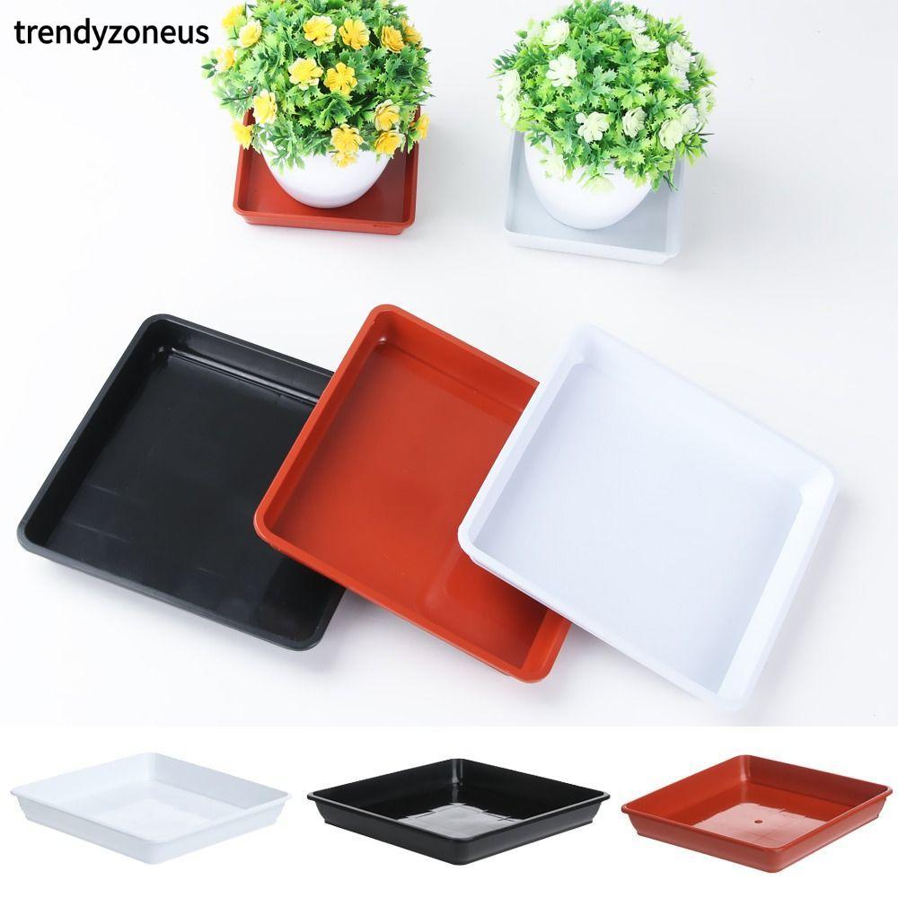TRENDYZONEUS 1 ชิ้นถาดหยดกระถางดอกไม้พลาสติกสี่เหลี่ยมในร่มกลางแจ้ง