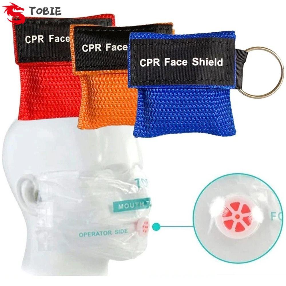 หน้ากาก TOBIE CPR หน้ากากป้องกันใบหน้าแบบมืออาชีพสำหรับเหตุฉุกเฉิน พร้อมวาล์วทางเดียวและสายคล้องคอแบ