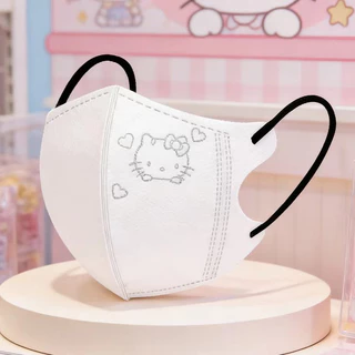 SANRIO หน้ากากเด็ก 3ง แบบใช้แล้วทิ้งป้องกัน 3 มิติสําหรับอายุ 4-12 บรรจุแยกชิ้นสีขาว ซานริโอ ตราประทับเหล็กหน้ากากเด็กหน้ากากระบายอากาศสําหรับเด็กชายแ