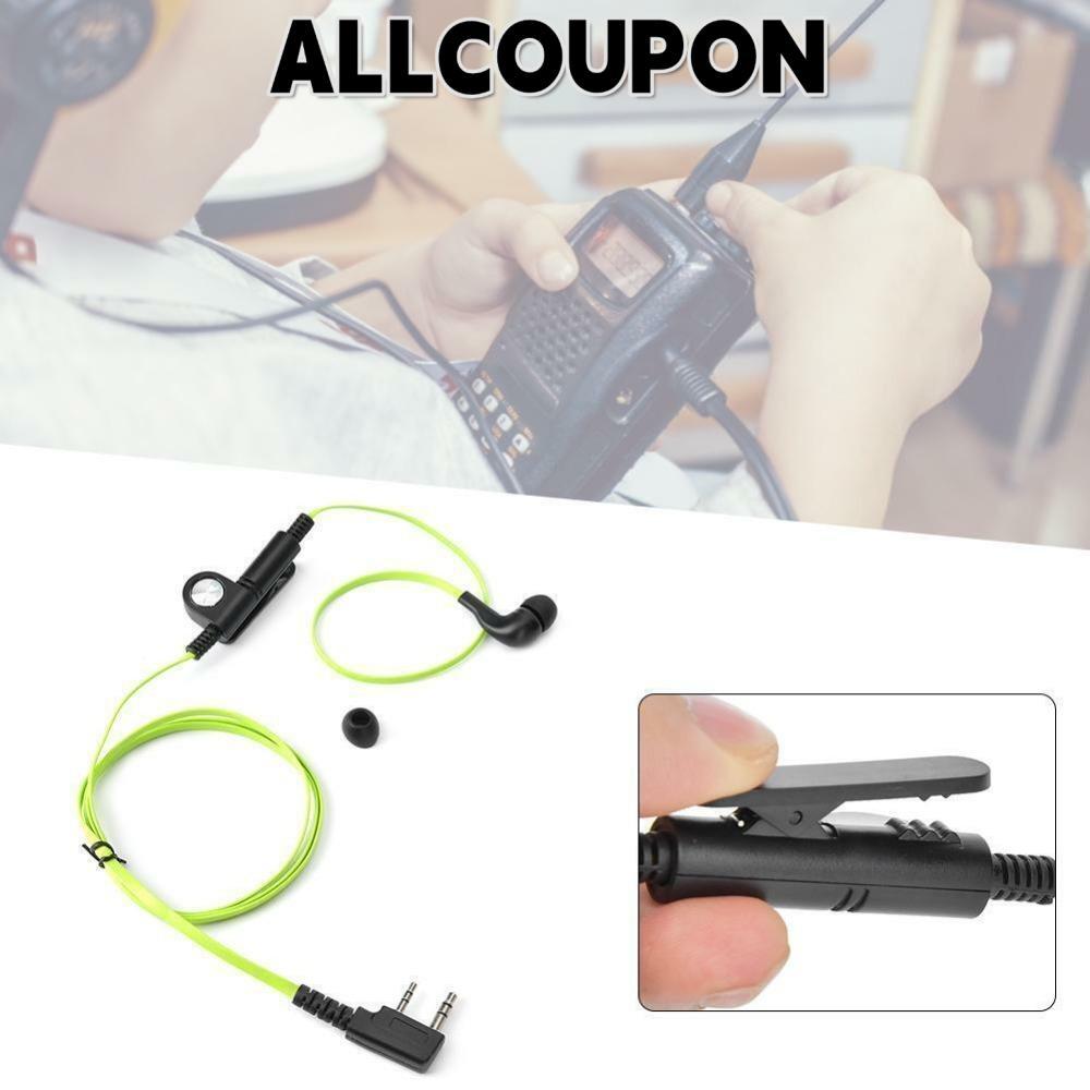 ALLCOUPON หูฟัง PTT Mic, หูฟังวิทยุสองทาง 2 ทาง, สายหูฟัง ABS 2 Pin สําหรับ Kenwood Baofeng