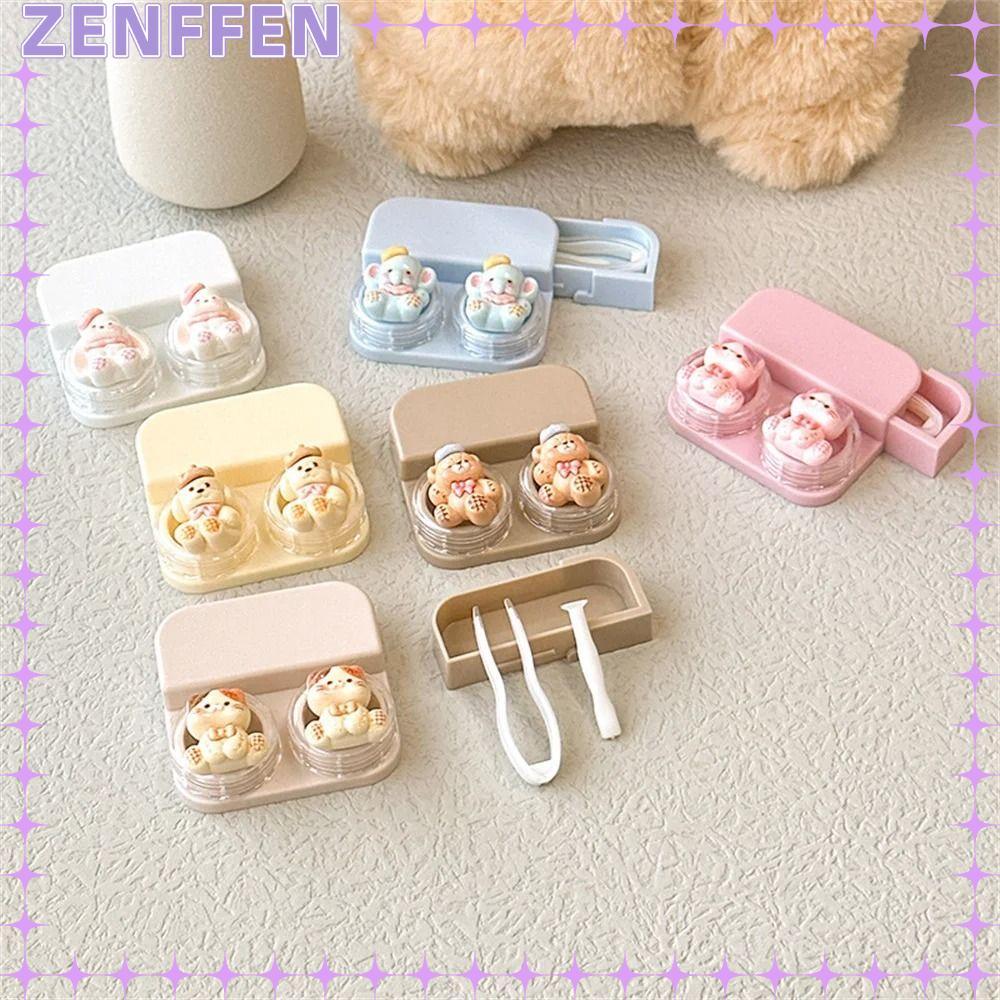 กล่องเลนส์ ZENFFEN BC แบบพกพา มีก้านดูดและแหนบคอนแทคเลนส์ ทำจากABS