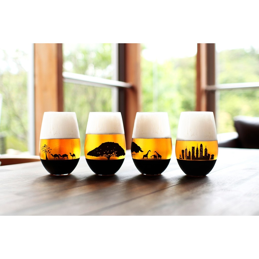 【Japan Official Marumo Takagi Pottery】Gift-Ready Made in Japan Sunset View Glass World Travel Pair S