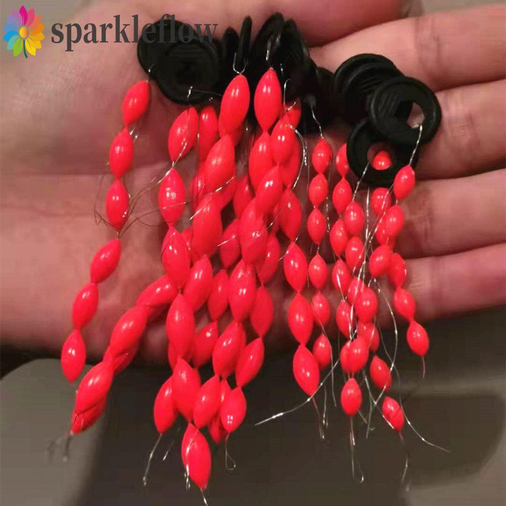 SPARKLEFLOW ประเภทสตริงตกปลาลอยเครื่องมือตกปลา 30 ชิ้น/5 แพ็คตกปลาทุ่นรูปไข่ตกปลาลอยรูปไข่ Stopper 6