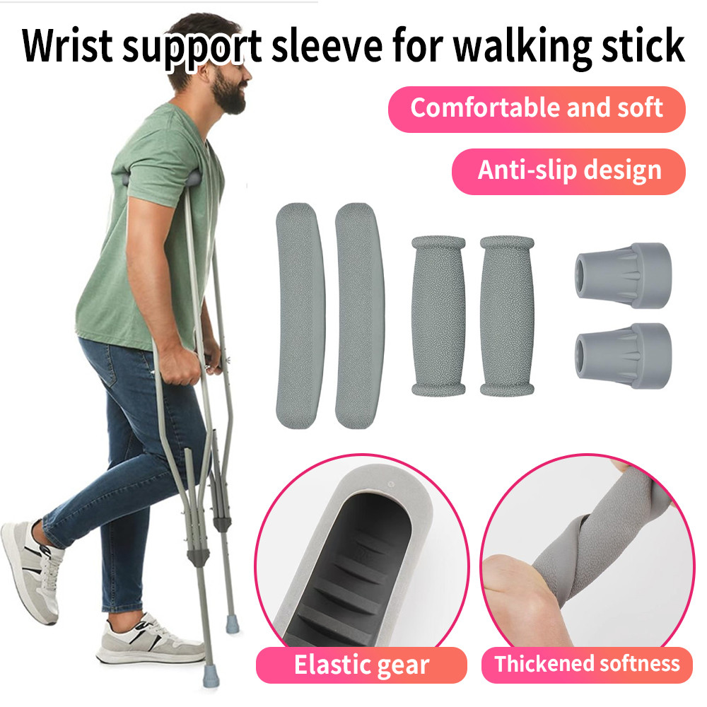 6 ชิ้น Axillary Crutch อุปกรณ์เสริมชุดแผ่นเปลี่ยนยางกันลื่นเบาะใต้วงแขนแผ่นรองมือ