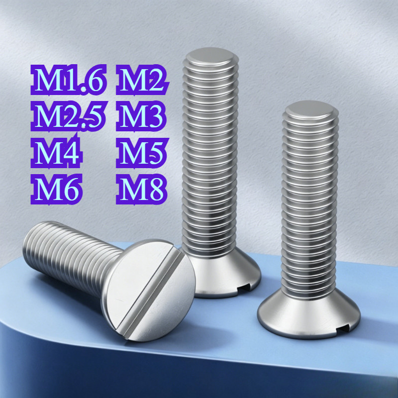GB68 304 สแตนเลส one-word slot consunk หัวสกรู slotted แบนหัวสกรู M1.6M2M2.5M3M4M5M6M8M10WY