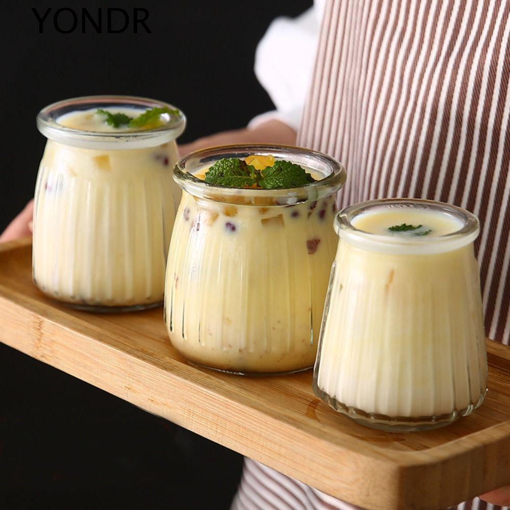 YONDR ขวดโยเกิร์ต, โปร่งใสพร้อมฝาปิดขวดแก้วพุดดิ้ง, ถาดขนมแก้ว Mini 100/150/200ml ขวดดื่มมูส Tiramis
