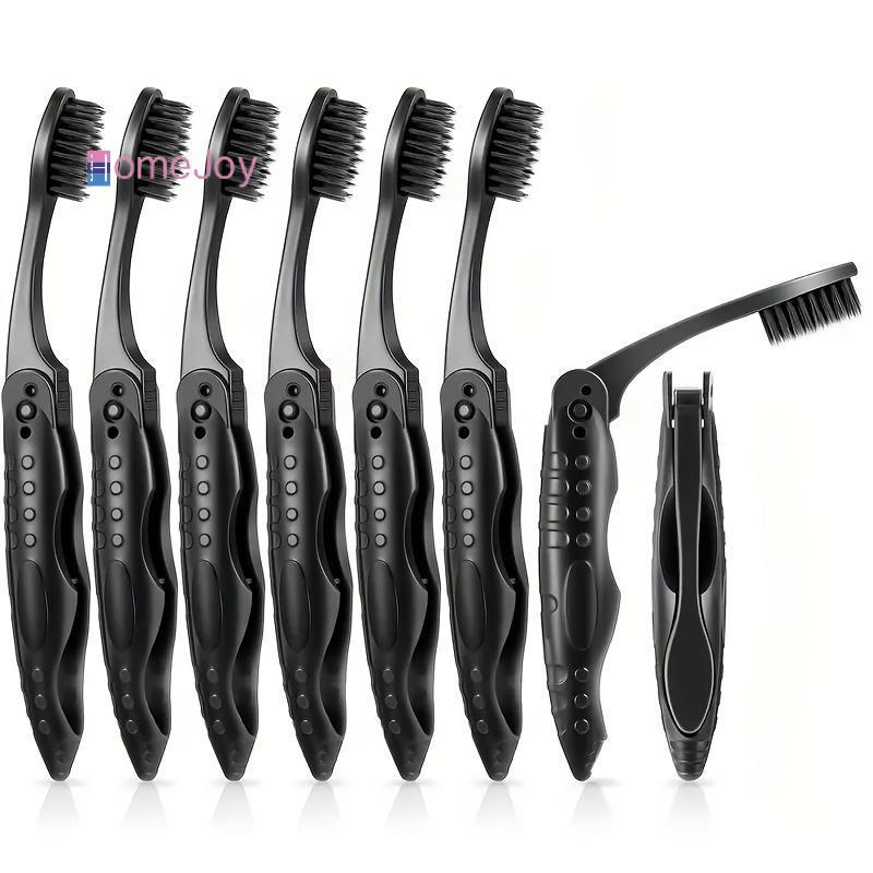 [HomeJoy-t] แปรงสีฟันแบบพกพาแบบแมนนวลพับได้ Bla Full Head Design ขนแปรงนุ่ม Travel Essential สําหรับ Bapaing