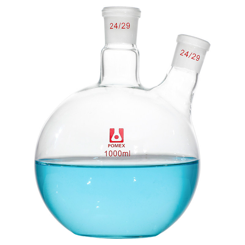 อุณหภูมิสูงทนความร้อน Distillation หนาสองคอขวด 3000/5,000ml เฉียงสองปากแบน Bo