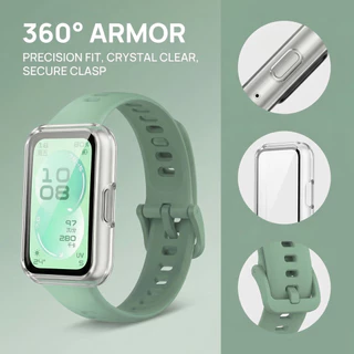 สายนาฬิกาซิลิโคน + เคส PC for Huawei Band 11 / 11 Pro สายรัดเปลี่ยนได้ พร้อมฟิล์มกระจกนิรภัย อุปกรณ์เสริมสมาร์ทแบนด์