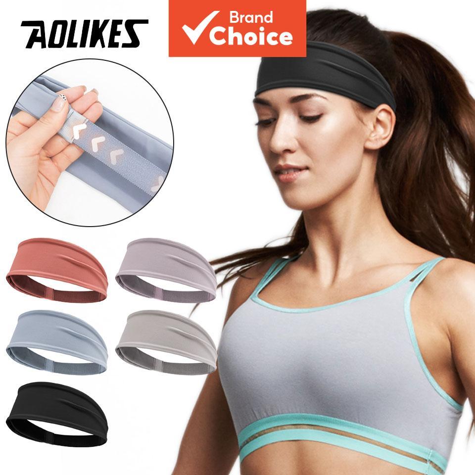 AOLIKES เหมือนกัน, ที่คาดผมแบบสปอร์ต 1 ชิ้น, ที่คาดผมระบายอากาศยืดหยุ่นดูดซับเหงื่อ, ฟิตเนสวิ่งขี่จักรยานโยคะ แถบเหงื่อออก