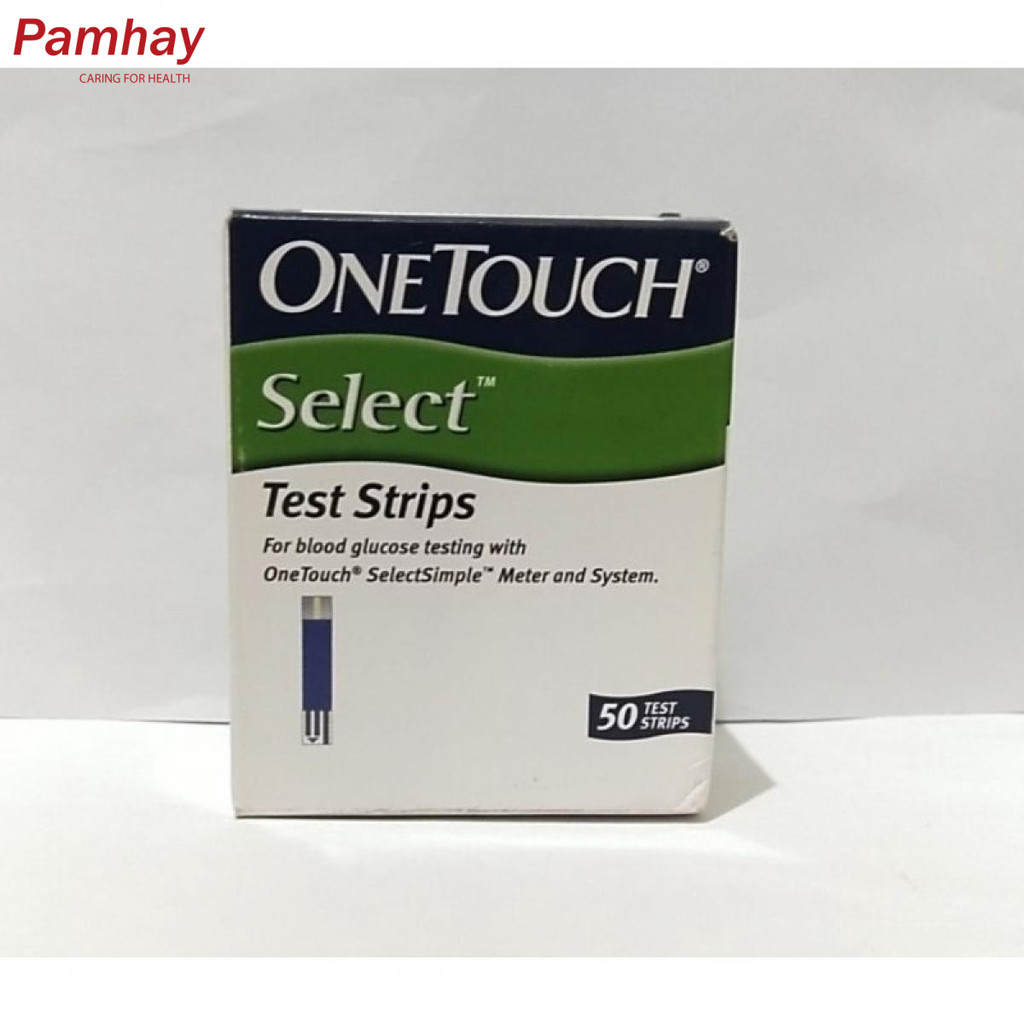 One Touch Select Simple Test Strips สำหรับตรวจระดับน้ำตาลในเลือด จำนวน 50 แผ่น