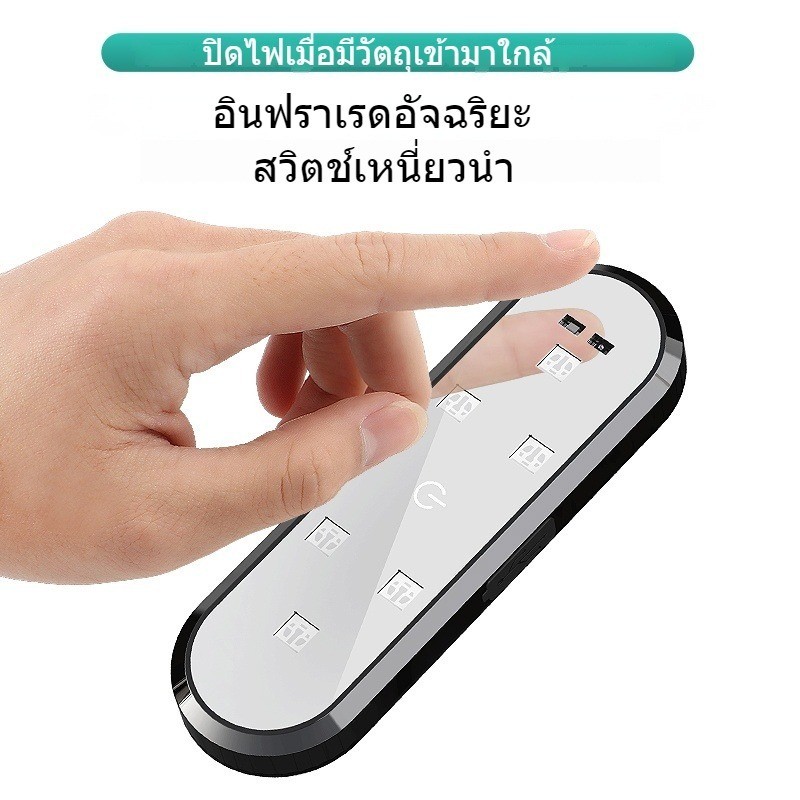 ไฟติดรถยนต์ ไฟสัมผัสแม่เหล็ก ชาร์จ Type-C ไฟ LED 6 ดวง ติดตู้เสื้อผ้า