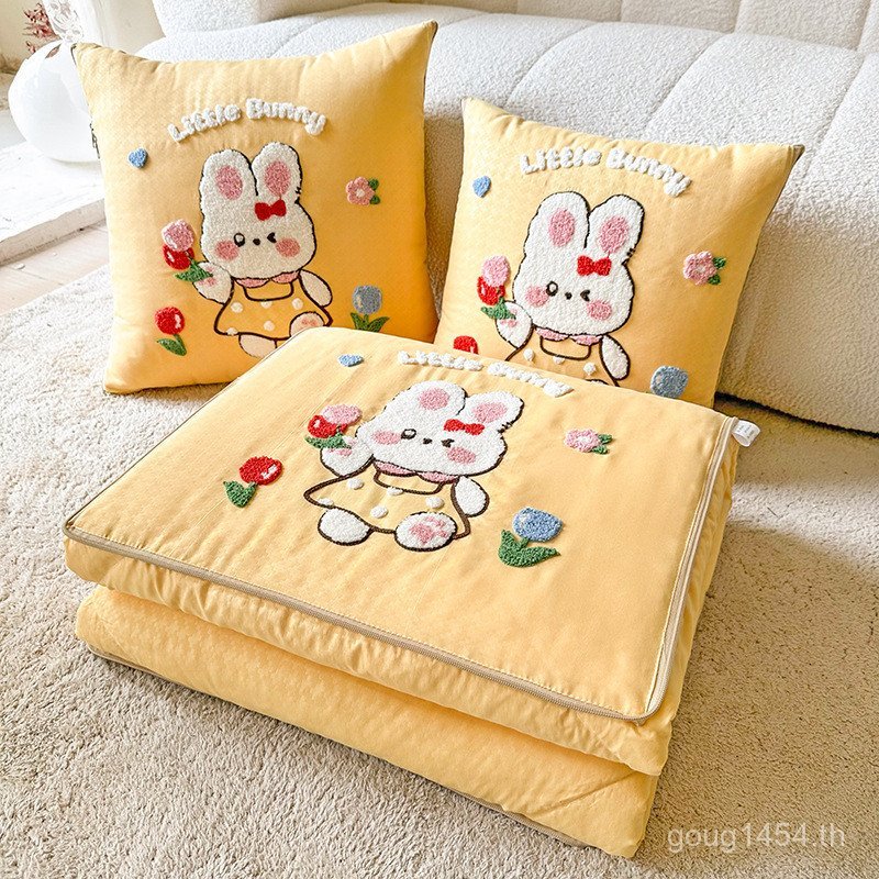 Quilt Rabbit Tulip Series Pillow New Style Cream Jacquard Rabbit Hug Tulip502025หมอน 50 DCDL