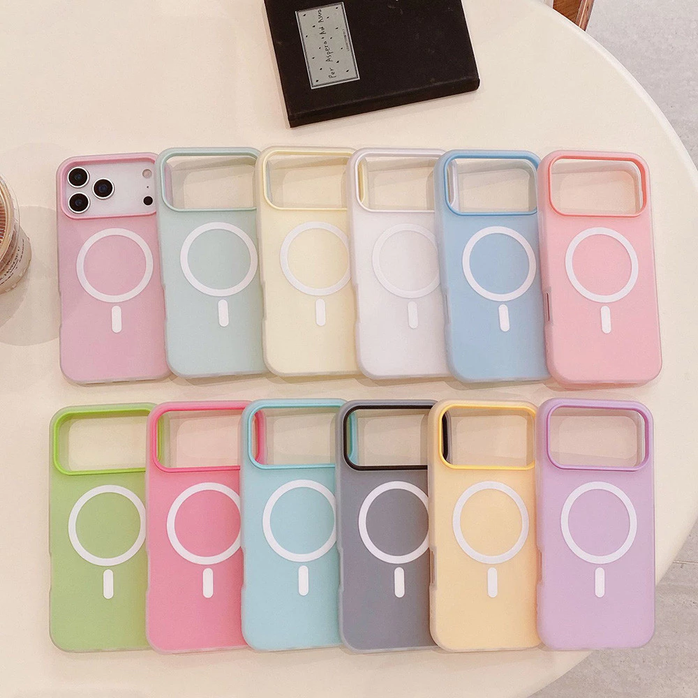 Candy Color Magnetic Silicone เคส for iPhone 13 16 11 17 Pro Max 15 14 12 Air 17promax 16promax เคสโทรศัพท์มือถือ
