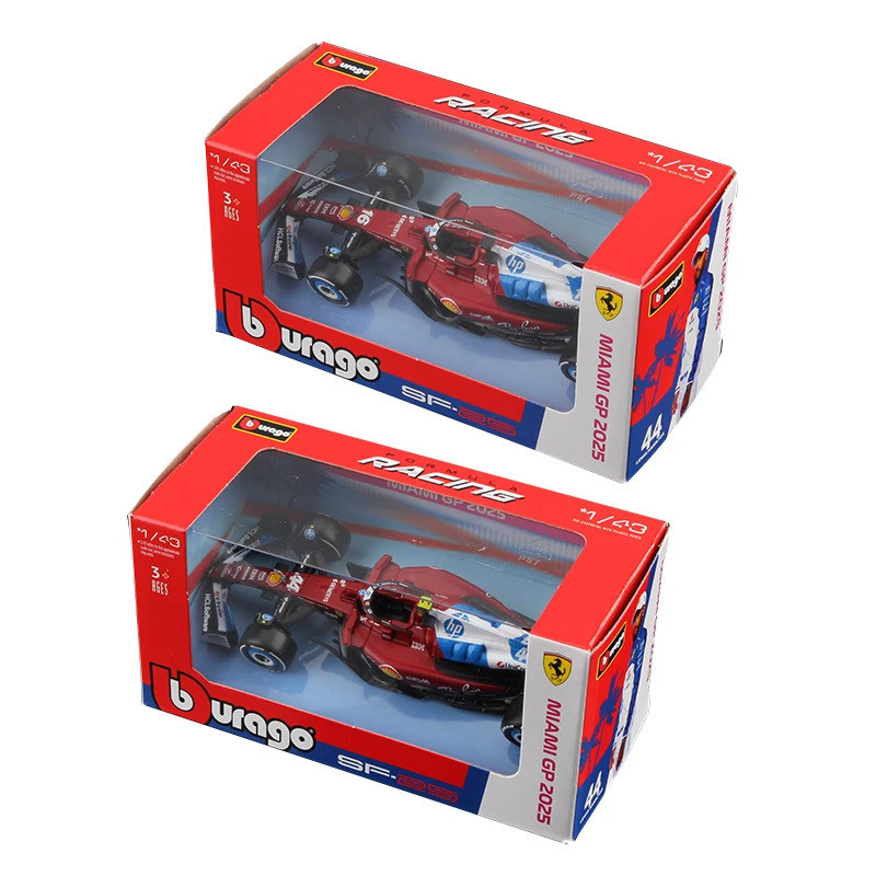Bburago 1:43 SF25 F1 Miami รุ่น Ferrari 2025 โมเดลรถอัลลอย #16 Charles Leclerc 44# Lewis Hamilton ขอ