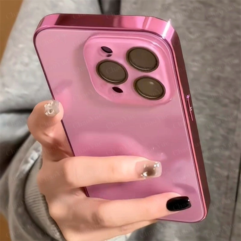หรูหรา Electroplated Nano Rose Gold Glass เคสโทรศัพท์สําหรับ IPhone 17 16 14 13 12 11 15 Pro Max Ice Sensation คริสตัลเลนส์ป้องกันกรณีกันกระแทก