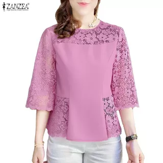 ZANZEA สไตล์เกาหลีสำหรับผู้หญิง เสื้อลุคหรูหรา มีงานปักลายลูกไม้และเนื้อผ้านุ่ม