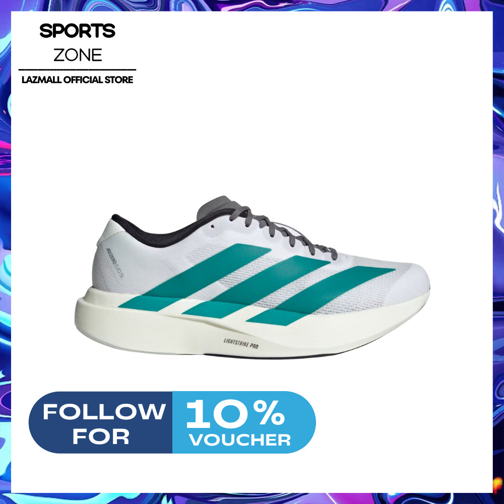 Adidas Adizero EVO SL รองเท้าวิ่งสำหรับผู้ชาย สีคลาวด์ไวท์และเพียวทีล JS4487