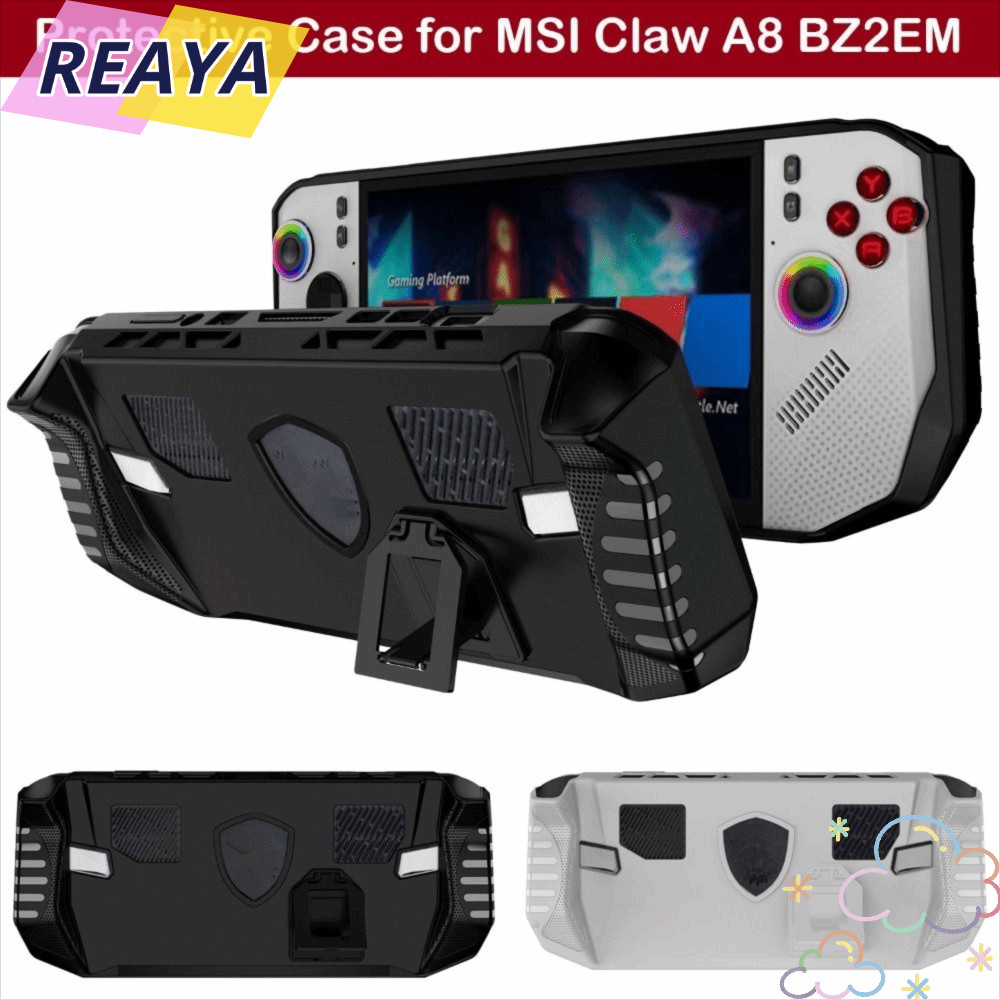 REAYA คอนโซลเกมมือถือ,พร้อมขาตั้งฝาครอบป้องกันแบบนุ่ม,กันกระแทก TPU Ergonomic Host Shell สําหรับ MSI Claw A8 BZ2EM