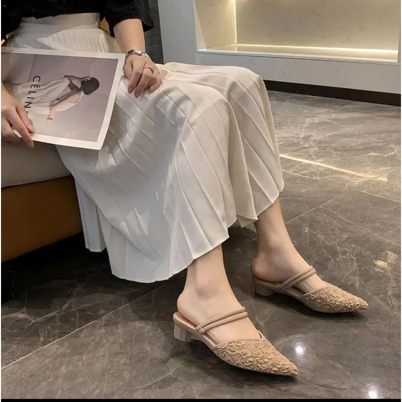 TT HOME01 รองเท้าแตะส้นสูงสำหรับผู้หญิง,ส้น1นิ้วรองเท้าแตะแฟชั่นปลายแหลมส้นหนาสไตล์ใหม่ฤดูร้อนพื้นรองเท้านุ่มBB036 - รูปที่ 4