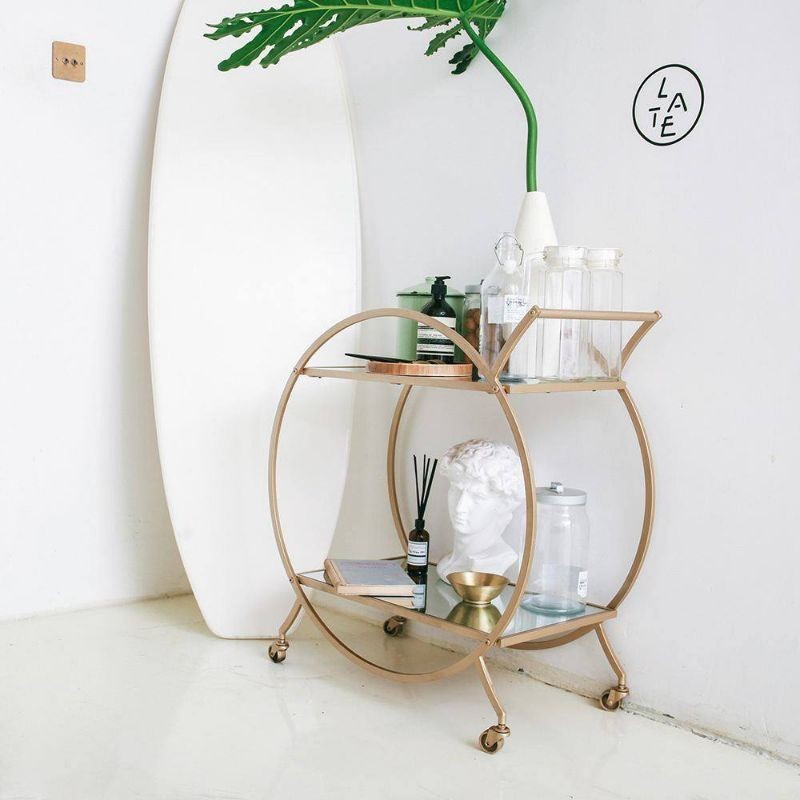 New MELLY Gold Trolley Cart European Nordic Modern Gold Serving Trolley Cart