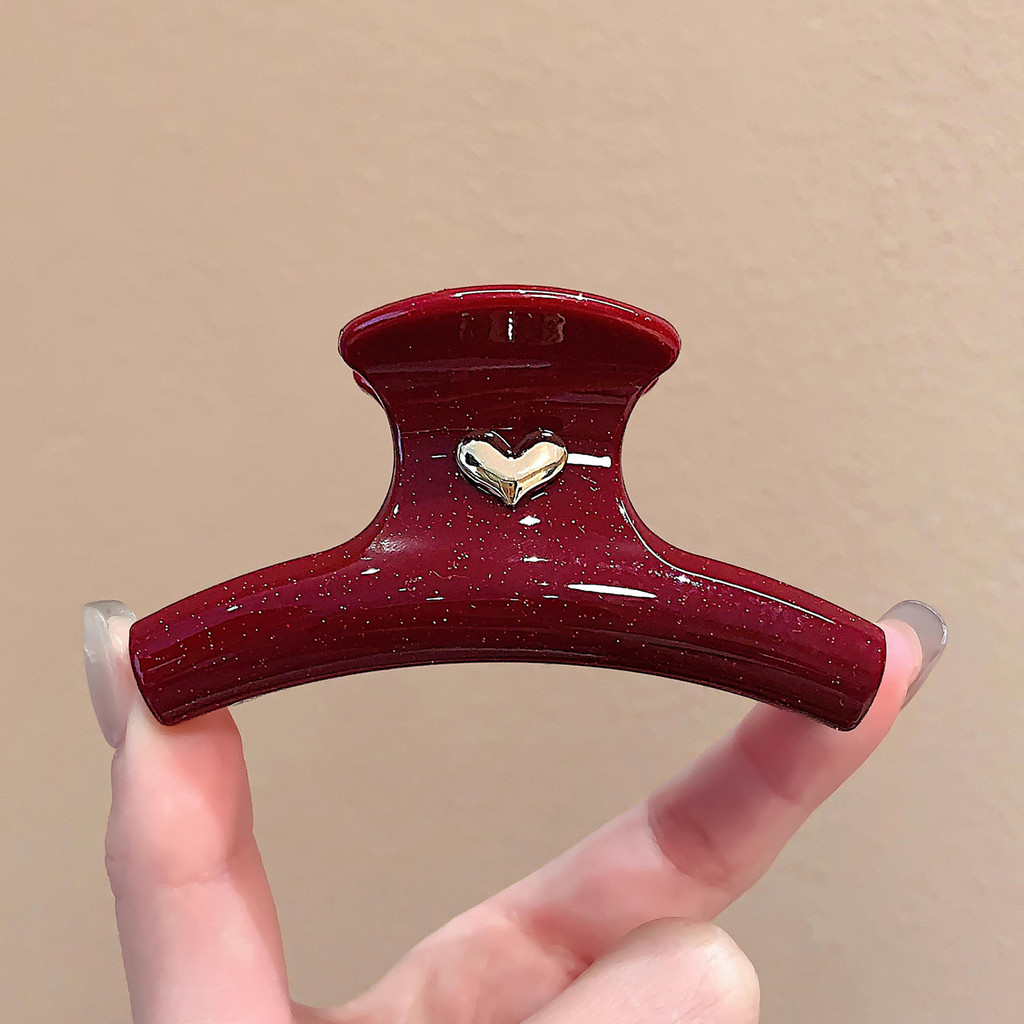 กิ๊บติดผมสีแดงแบบเรียบง่ายคลิปฉลามหัวใจสําหรับผู้หญิง - รูปที่ 3