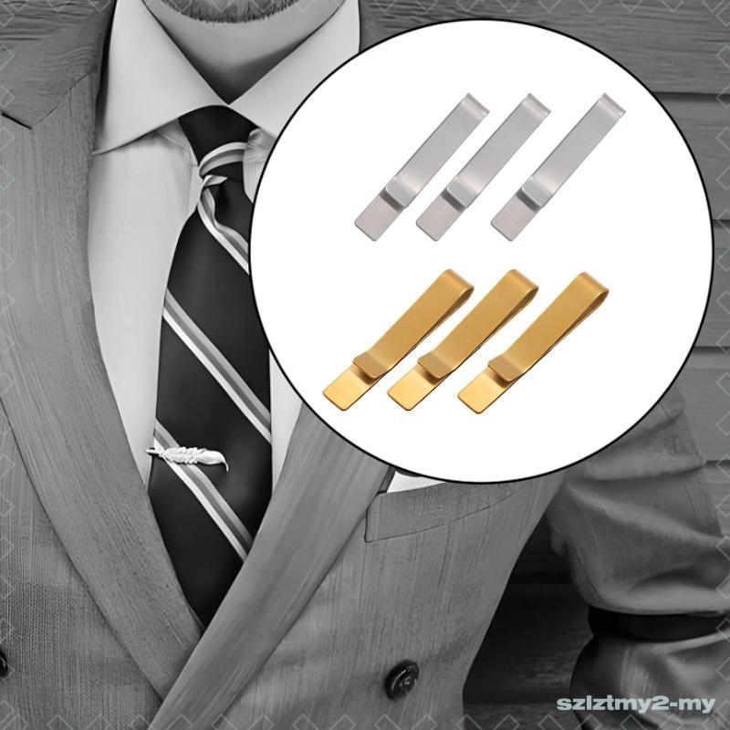 [SzlztmyeeMY] 3x Tie Bar Classic Tie Pin พกพาสะดวกแฟชั่นคอปกคลิป Cravat คลิปสําหรับเทศกาล Gathering 
