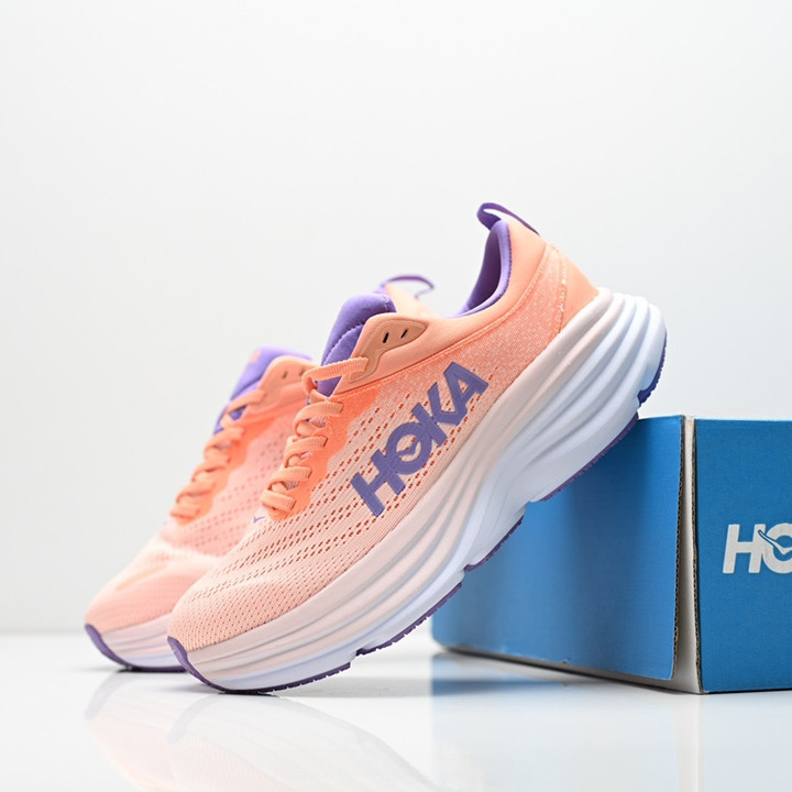 HOKA ONE ONE BONDI 8 รองเท้าวิ่งผู้ชาย และผู้หญิงs รองเท้าผ้าใบกันลื่นระบายอากาศพื้นหนา