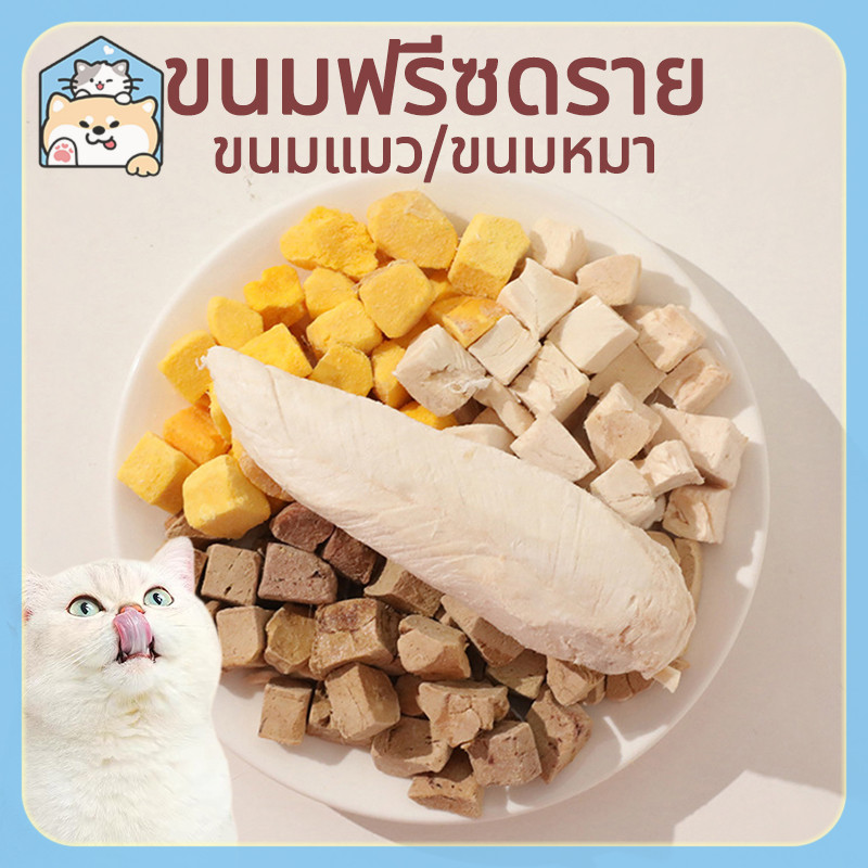 【COD】ขนมฟรีซดราย ขนมสุนัข ขนมแมว ฟู้ดเกรด โปรตีนสูง ไม่ผสมธัญพืช ไม่เติมเกลือ วัตถุดิบสดใหม่100%