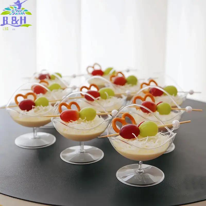 B&H Dec 10PCS ถ้วยขนมพลาสติกแบบใช้แล้วทิ้งถ้วยไอศกรีมถ้วยไวน์ขนาดเล็กถ้วยขนมพลาสติกเหมาะสําหรับผลไม้