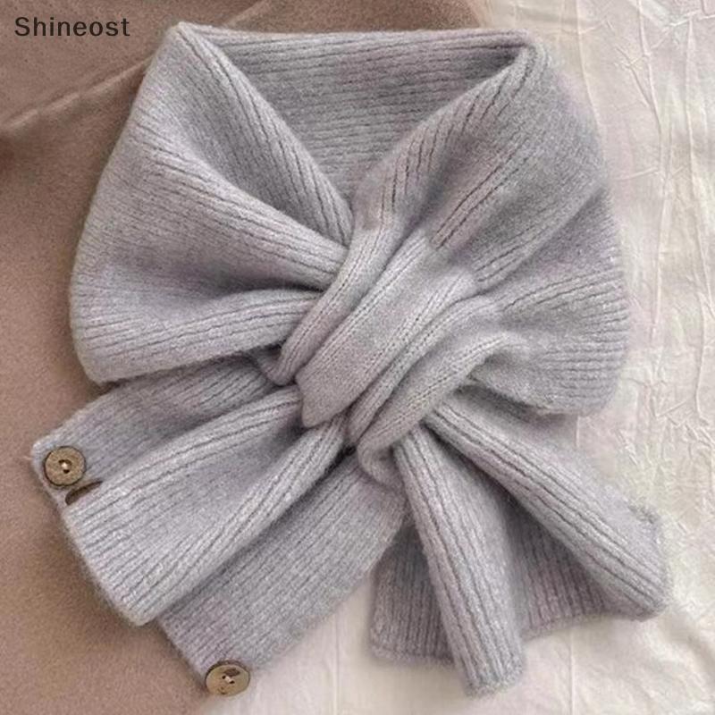 Null คอผ้าคลุมไหล่สีทึบผ้าพันคอข้ามถัก Neckerchief Wrap คออุ่นผู้หญิง null