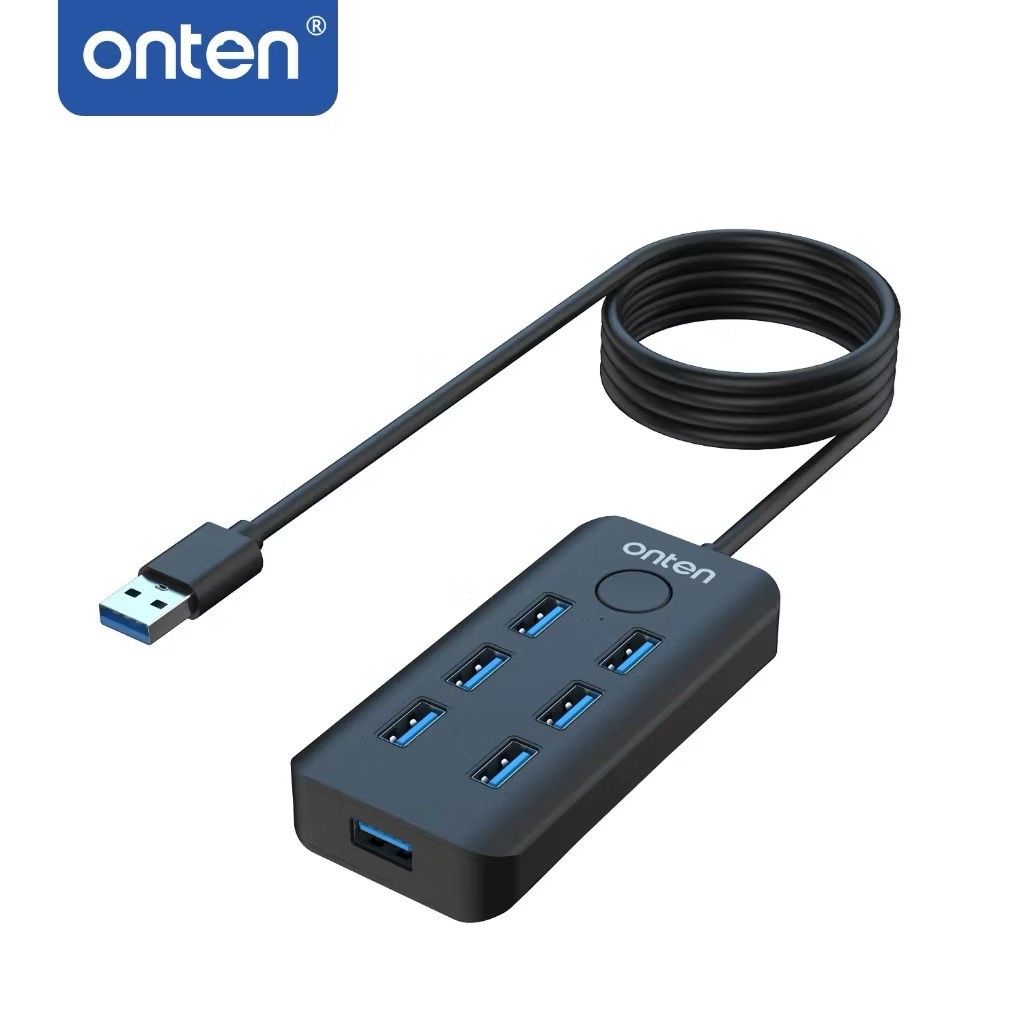 Onten OTN-8120 USB3.2 Gen1 USB Hub 5G 7Port Whit One-Click Lock Screen ฮับ อุปกรณ์เพิ่มช่องต่อ USB3.0