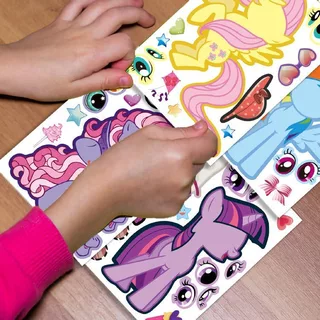 6 ชิ้น/เซ็ตการ์ตูน Little Ma Baoli DIY สติกเกอร์ปริศนา Make-a-Face Unicorn สติกเกอร์สีชมพู Mix และ Match พร้อมสติกเกอร์โปรดของเด็กผู้หญิง
