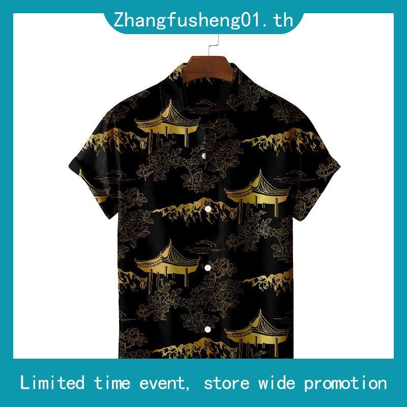 เสื้อฮาวาย ลายกุหลาบดำ ผ้านิ่ม M L XL Oversize คอฮาวาย JLW BRAND