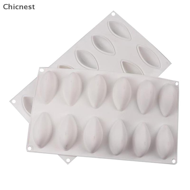 [Chc] 12 Cavity Silicone Cake Fondant Mold Form Quynelle Shaped Mould Mousse Cake Tool [VN]