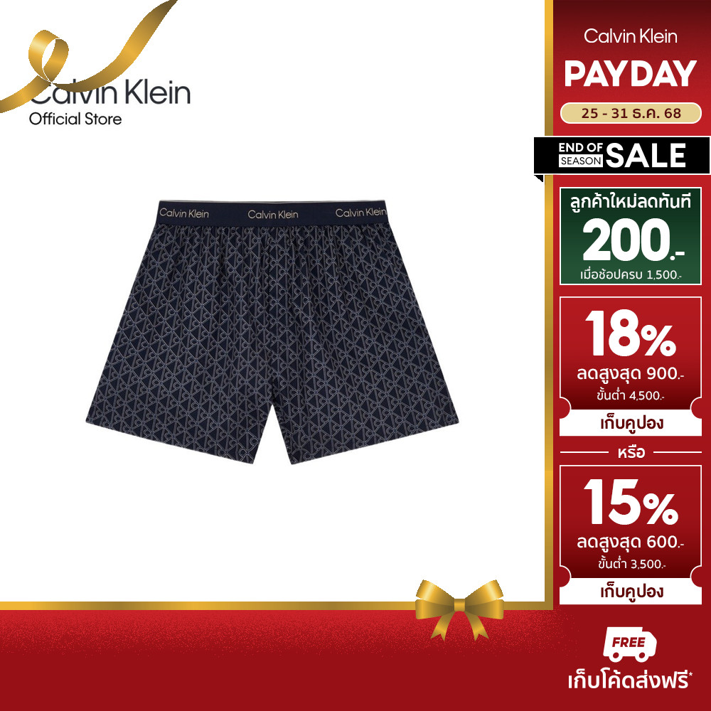 CALVIN KLEIN กางเกงบ๊อกเซอร์ผู้ชาย Cotton Poplin Boxer รุ่น NM2831 2RL-สีกรม