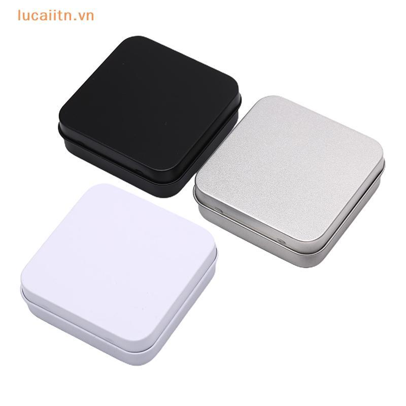 Lucaietn Mini Metal Tins Container Square Haded Flip Storage Tin Box Jewelry Coin Case VN