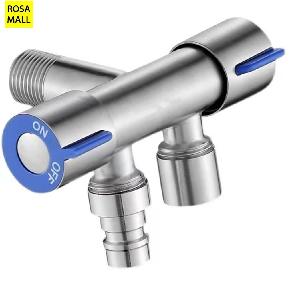 Toilet 2 Way Faucet 1in 2 out Head Two Way Water Washer Tap Faucet 304 Stainless Steel Bathroom Wash