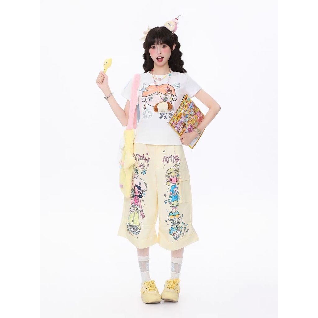 เสื้อยืดแขนสั้นผู้หญิง ลดริ้วรอย ลายพิมพ์เก๋ สไตล์ใหม่ รูปที่ 8