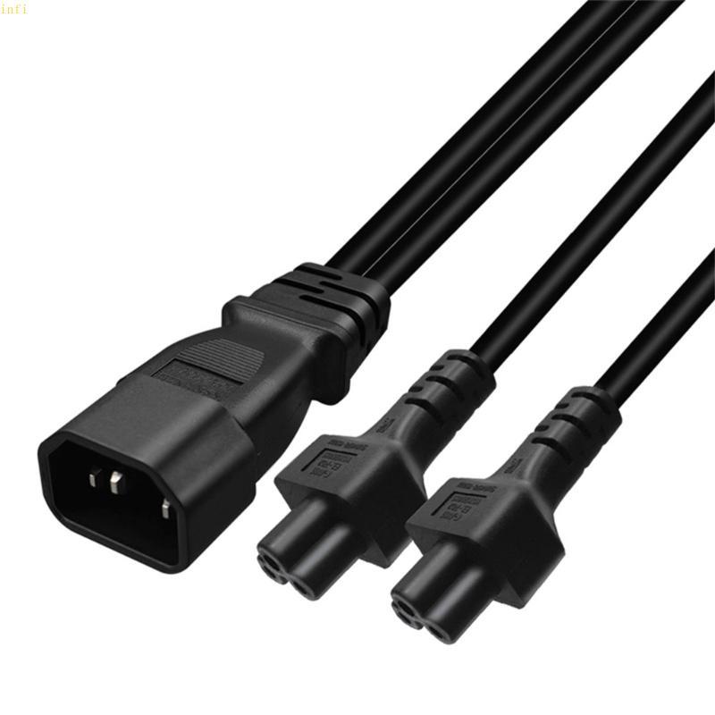 Infi IEC C14 ชายปลั๊กสายไฟ 3Pin Connector IEC320-C14 ถึง IEC320-C5 + C5 อะแดปเตอร์แปลงสายเคเบิลสายไฟ