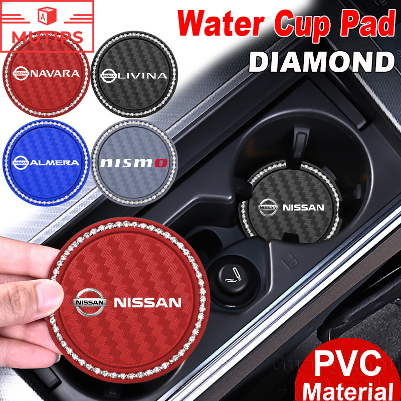 Nissan รถน้ำถ้วยเสื่อ เพชร จานรองแก้ว PVC ที่รองแก้วซิลิโคน ป้องกันการลื่น Water Cup Pad สำหรับ Juke March Kicks Almera Serena C28 Terra Navara nismo Xtrail Teana Note Leaf Sylphy