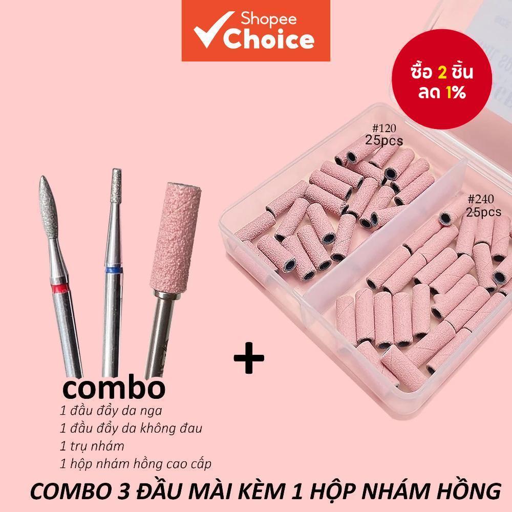 ที่คาดผมขัดสีชมพู ชุดแกนหัวขัดทรงกระบอก 1 ชิ้น อุปกรณ์แต่งเล็บระดับไฮเอนด์ _ หัวขัด 3 หัว + ชุดหัวขัด 1 หัว