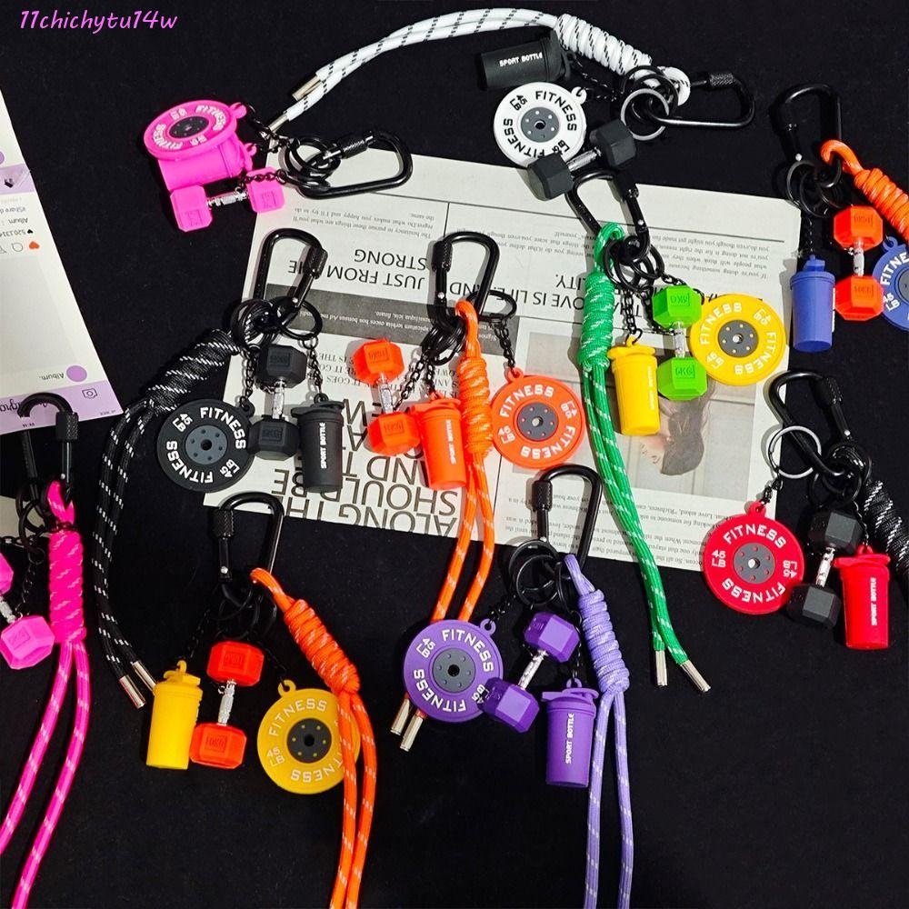 CHICHYTU14W Fitness Series จี้, Dopamine Barbell แผ่น Barbells Key Chain, D-shaped Buckle Bag Charm 