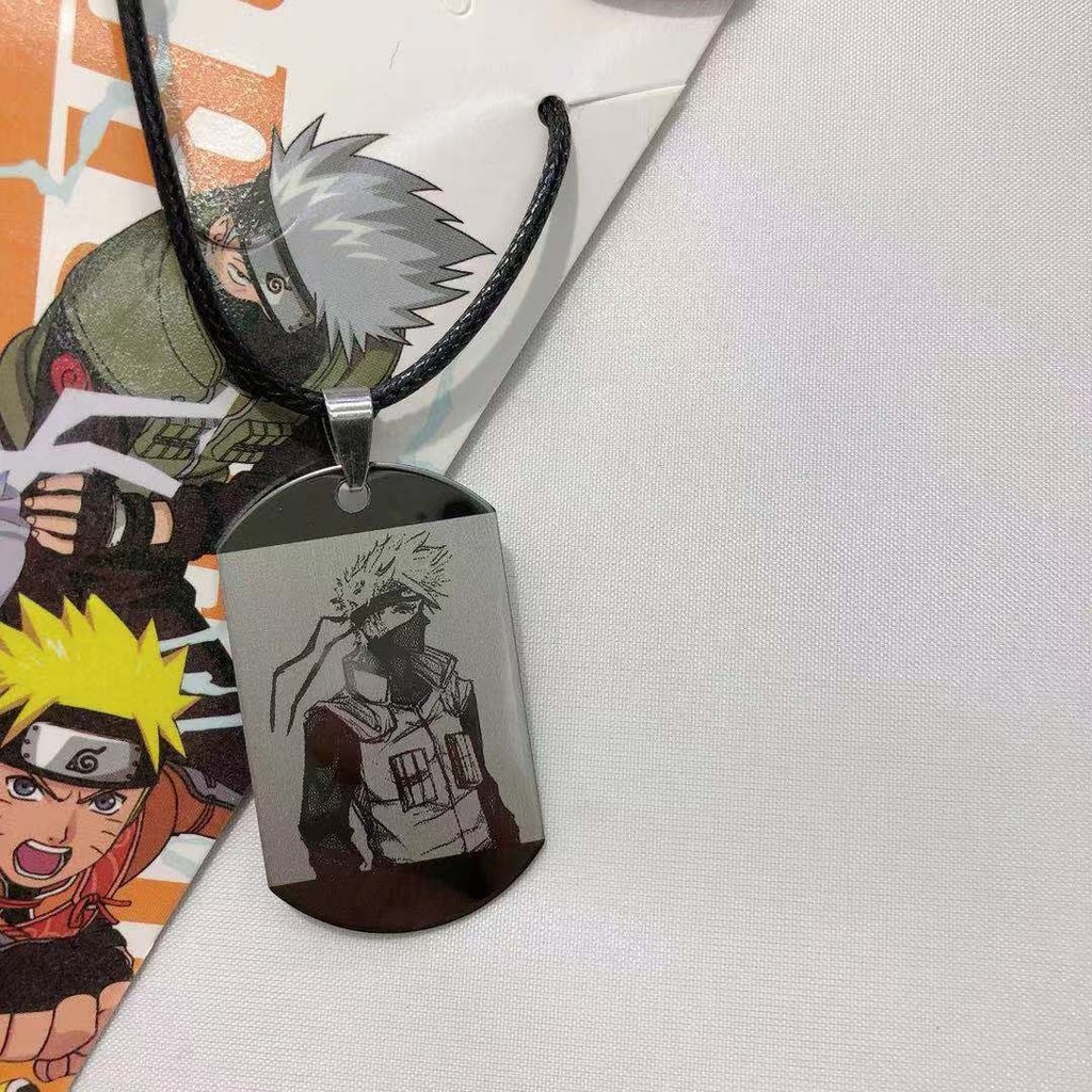 Spot Goods#Toki Series Stainless Steel Military Badge Keychain Naruto Kakashi Fourth Generation Pend